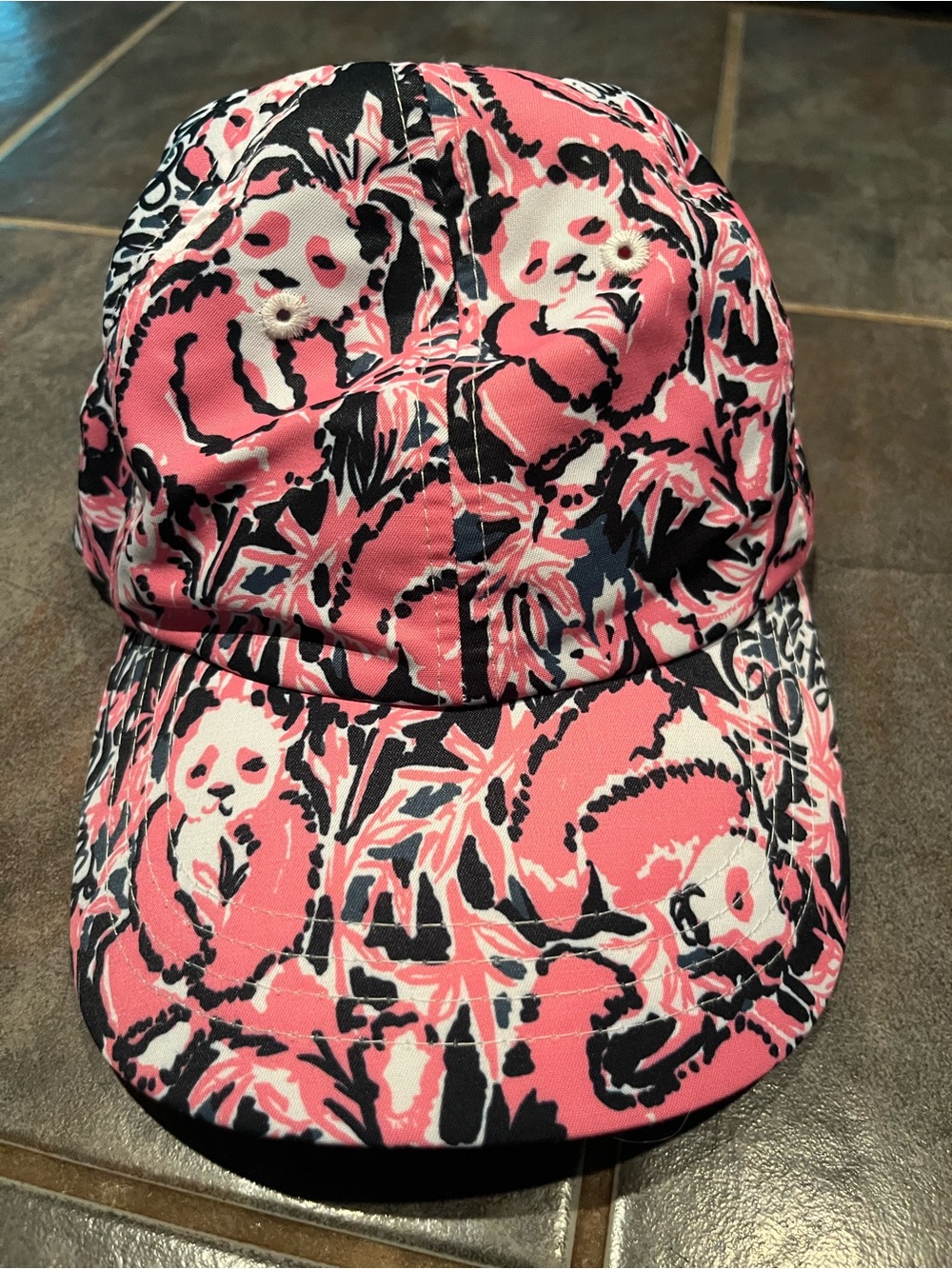 Lilly Pulitzer Pink Black White Floral Baseball Cap